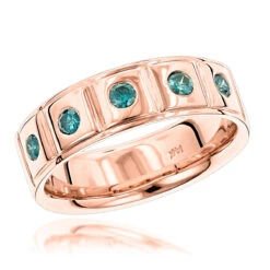 14K Yellow Gold 5 Blue Diamond Wedding Band 0.3ct Comfort Fit Five Stone Ring -Jewelry Sales Store 14k gold 5 blue diamond wedding band 03ct comfort fit five stone ring ro