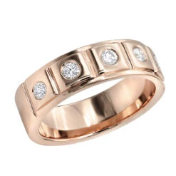 14K Yellow Gold 5 Diamond Wedding Band For Men 0.3ct Comfort Fit Five Stone -Jewelry Sales Store 14k gold 5 diamond wedding band for men 03ct comfort fit ro