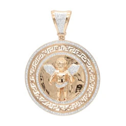 14K Yellow Gold Baby Angel Diamond Medallion Pendant For Men 0.95ct By Luxurman 8 14K Yellow Gold Baby Angel Diamond Medallion Pendant For Men 0.95ct By Luxurman -Jewelry Sales Store 14k gold baby angel diamond medallion pendant for men 095ct by luxurman ro