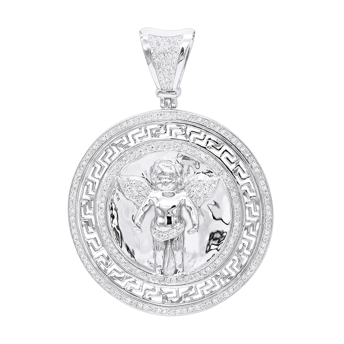 14K Yellow Gold Baby Angel Diamond Medallion Pendant For Men 0.95ct By Luxurman 2 14K Yellow Gold Baby Angel Diamond Medallion Pendant For Men 0.95ct By Luxurman - Image 2