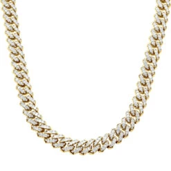 14K Yellow Gold Baguette Diamond Cuban Link Chain 12mm 1/2in 52.6ct