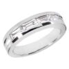 14K White Gold Baguette Diamond Men's Wedding Ring 2ct