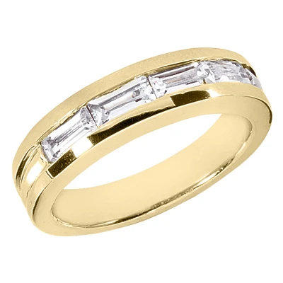 14K White Gold Baguette Diamond Men's Wedding Ring 2ct 2 14K White Gold Baguette Diamond Men's Wedding Ring 2ct - Image 2