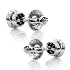 14K White Gold Black Diamond Earrings Bezel Set Studs 0.50ct -Jewelry Sales Store 14k gold black diamond earrings bezel set studs 050ct p 6045 backwh