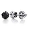 14K White Gold Black Diamond Earrings Bezel Set Studs 1.50ct