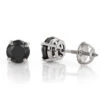14K White Gold Black Diamond Earrings Prong Set Studs 0.50ct