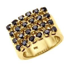 14K Yellow Gold Black Diamond Men's Luxurman Ring 1.85ct