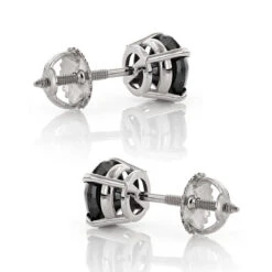 14K White Gold Black Diamond Stud Earrings Prong Set 0.75ct -Jewelry Sales Store 14k gold black diamond stud earrings prong set 075ct p 6053 backwh