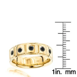 14K Yellow Gold Black Diamond Wedding Band For Men Comfort Fit Five Stone Ring -Jewelry Sales Store 14k gold black diamond wedding band for men comfort fit five stone ring rulerye