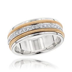 Men's 14K Yellow/Rose Gold Comfort Fit Diamond Wedding/Eternity Band Luxurman 0.9c -Jewelry Sales Store 14k gold comfort fit diamond wedding band 090ct p 6697 boxtt