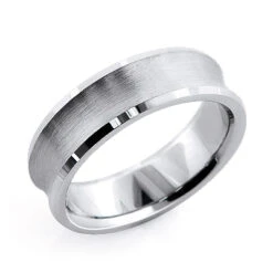 14K White Gold Concave Men's Wedding Band 6mm