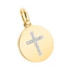 14K Yellow Gold Cross In A Circle Diamond Pendant 0.11ct