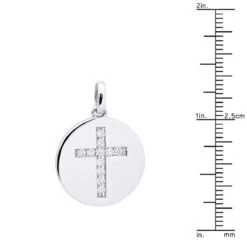 14K White Gold Cross In A Circle Diamond Pendant 0.33ct -Jewelry Sales Store 14k gold cross in a circle diamond pendant 033ct p 27295 ruler white