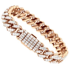 14K Yellow Gold Cuban Link Diamond Bracelet For Men 12mm 1/2in 24.5ct -Jewelry Sales Store 14k gold cuban link diamond bracelet for men 12mm 1 2in 24 5ct rose