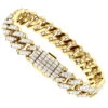 14K Yellow Gold Cuban Link Diamond Bracelet For Men 12mm 1/2in 24.5ct