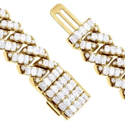 14K Yellow Gold Cuban Link Diamond Bracelet For Men 12mm 1/2in 24.5ct -Jewelry Sales Store 14k gold cuban link diamond bracelet for men 12mm 12in 245ct 804085 clasp yellow