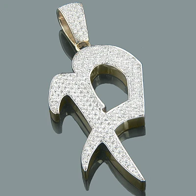 14K Yellow Gold Alphabet Initial Diamond Letter Pendant 4.95ct 1 14K Yellow Gold Alphabet Initial Diamond Letter Pendant 4.95ct