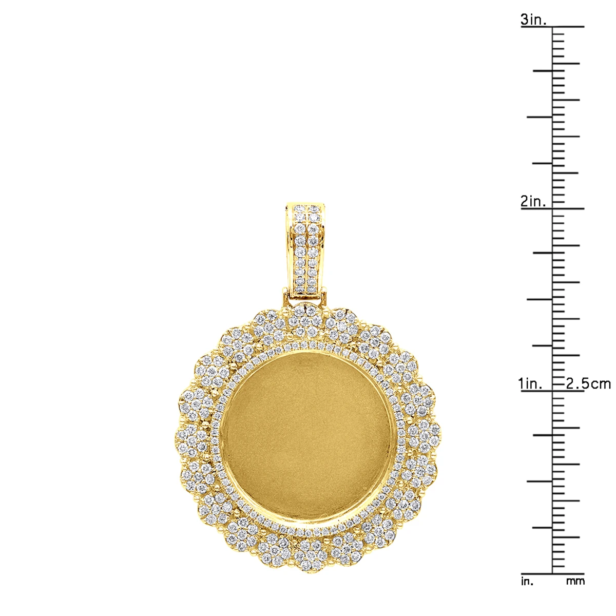 14K Yellow Gold Customizable Picture Frame Diamond Medallion Pendant 2.5Ct 8 14K Yellow Gold Customizable Picture Frame Diamond Medallion Pendant 2.5Ct - Image 8