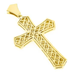 14K Yellow Gold Designer Diamond Cross Pendant For Men By Luxurman 2.5ct -Jewelry Sales Store 14k gold designer diamond cross pendant for men by luxurman 27ct backye