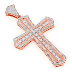 14K Yellow Gold Designer Diamond Cross Pendant For Men By Luxurman 2.5ct -Jewelry Sales Store 14k gold designer diamond cross pendant for men by luxurman 27ct ro