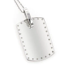 14K White Gold Diamond Dog Tag Military Pendant 0.70ct -Jewelry Sales Store 14k gold diamond dog tag military pendant 070ct p 6989 backwh