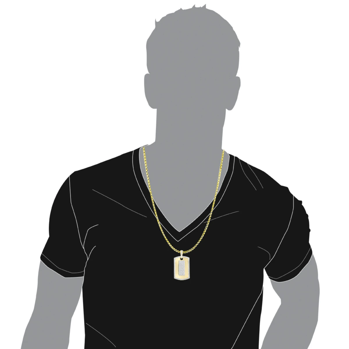 14K Yellow Gold Diamond Dog Tag Military Pendant 1.95ct 5 14K Yellow Gold Diamond Dog Tag Military Pendant 1.95ct - Image 5