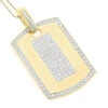 14K Yellow Gold Diamond Dog Tag Military Pendant 1.95ct