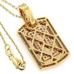 Small 14K Yellow Gold Diamond Dog Tag Pendant Round Diamonds 0.87ct -Jewelry Sales Store 14k gold diamond dog tag pendant round diamonds 087ct p 244 backye