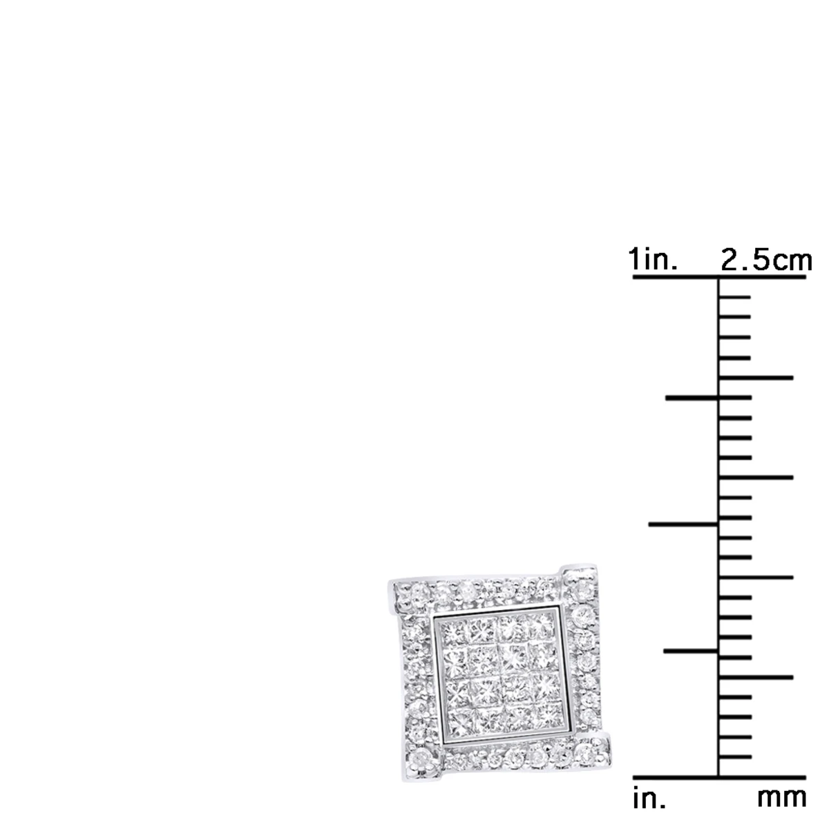 14K White Gold Diamond Earring For Men Single Stud Princess Round Diamonds 0.5ct 7 14K White Gold Diamond Earring For Men Single Stud Princess Round Diamonds 0.5ct - Image 7