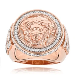 14K Yellow Gold Diamond Men's Versace Style Ring 1.88ct Medusa -Jewelry Sales Store 14k gold diamond mens versace style ring 188ct p 77 ro
