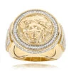 14K Yellow Gold Diamond Men's Versace Style Ring 1.88ct Medusa