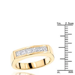 14K Yellow Gold Diamond Men's Wedding Band 0.60ct 4.5mm -Jewelry Sales Store 14k gold diamond mens wedding band 060ct p 25552 rulerye