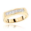 14K Yellow Gold Diamond Men's Wedding Band 0.60ct 4.5mm