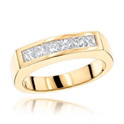 14K Yellow Gold Diamond Men's Wedding Band 0.60ct 4.5mm