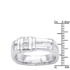 14K White Gold Diamond Men's Wedding Ring 0.60ct 6mm -Jewelry Sales Store 14k gold diamond mens wedding ring 060ct p 25539 rulerwh
