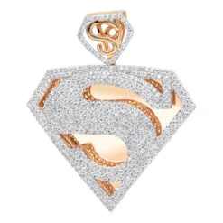 14K Yellow Gold Diamond Superman Pendant For Men 4.5ct -Jewelry Sales Store 14k gold diamond superman pendant charm 450ct p 47 ro