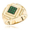 14K Yellow Gold Emerald Men's Ring By Luxurman