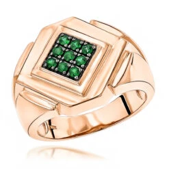 14K Yellow Gold Emerald Men's Ring By Luxurman -Jewelry Sales Store 14k gold emerald mens ring by luxurman ro