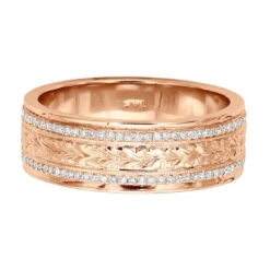 14K White Gold Eternity Diamond Wedding Band For Men & Women Unique Ornamented Ring -Jewelry Sales Store 14k gold eternity diamond wedding band for men women unique ornamented ring 018013 backro