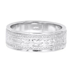 14K White Gold Eternity Diamond Wedding Band For Men & Women Unique Ornamented Ring -Jewelry Sales Store 14k gold eternity diamond wedding band for men women unique ornamented ring 018013 backwh