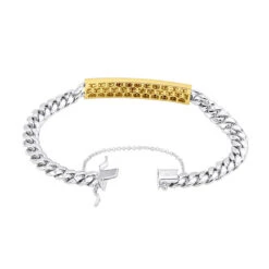 14K Yellow Gold ID Plate Miami Cuban Link Chain Men's Diamond Bracelet 2 Carat 13 14K Yellow Gold ID Plate Miami Cuban Link Chain Men's Diamond Bracelet 2 Carat -Jewelry Sales Store 14k gold id plate miami cuban link chain mens diamond bracelet 2 carat 000761 backye