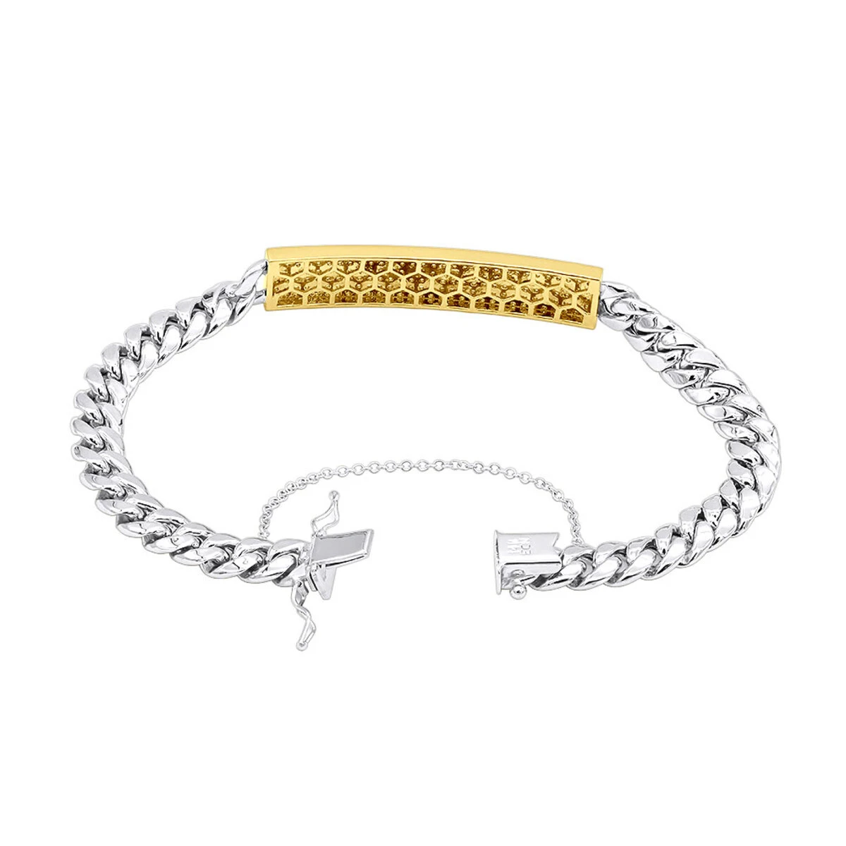 14K Yellow Gold ID Plate Miami Cuban Link Chain Men's Diamond Bracelet 2 Carat 5 14K Yellow Gold ID Plate Miami Cuban Link Chain Men's Diamond Bracelet 2 Carat - Image 5