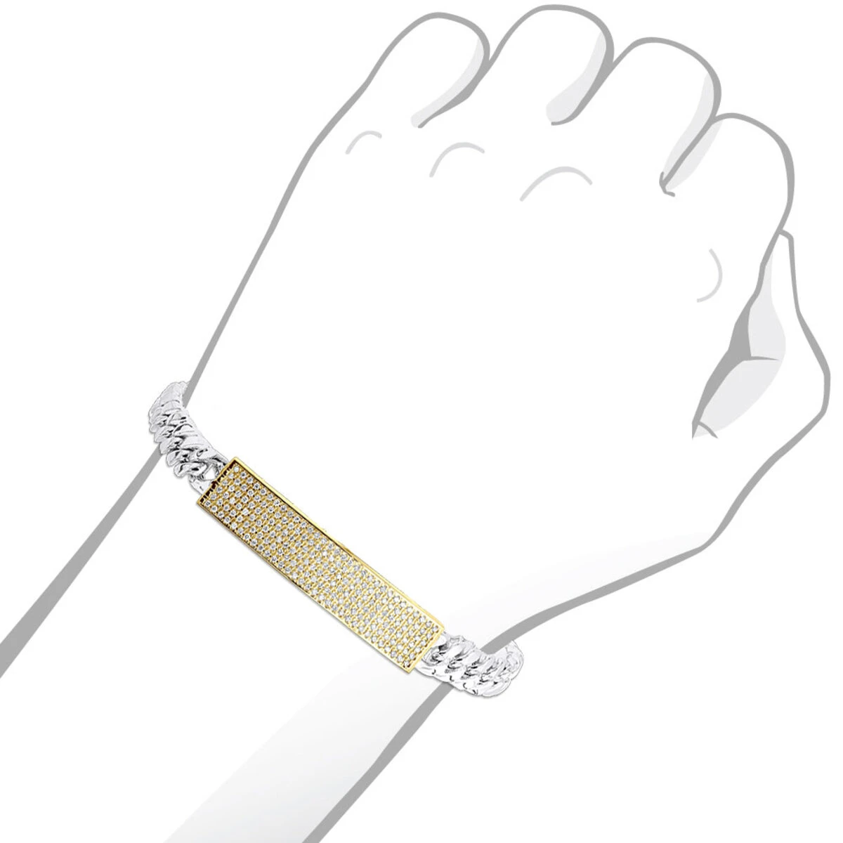 14K Yellow Gold ID Plate Miami Cuban Link Chain Men's Diamond Bracelet 2 Carat 7 14K Yellow Gold ID Plate Miami Cuban Link Chain Men's Diamond Bracelet 2 Carat - Image 7