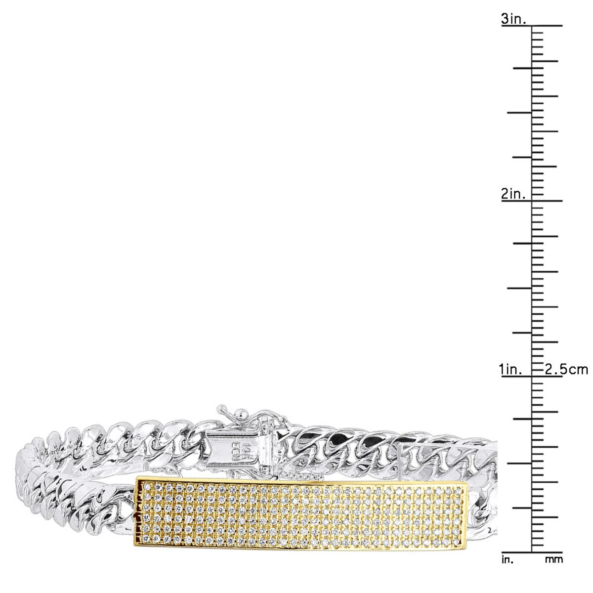 14K Yellow Gold ID Plate Miami Cuban Link Chain Men's Diamond Bracelet 2 Carat 8 14K Yellow Gold ID Plate Miami Cuban Link Chain Men's Diamond Bracelet 2 Carat - Image 8