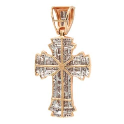 14K White Gold Invisible Set Diamond Cross Pendant 2.19ct -Jewelry Sales Store 14k gold invisible set diamond cross pendant 219ct p 6584 backro