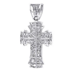 14K White Gold Invisible Set Diamond Cross Pendant 2.19ct -Jewelry Sales Store 14k gold invisible set diamond cross pendant 219ct p 6584 backwh