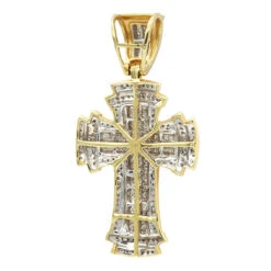14K White Gold Invisible Set Diamond Cross Pendant 2.19ct -Jewelry Sales Store 14k gold invisible set diamond cross pendant 219ct p 6584 backye