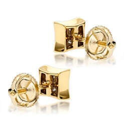 14K Yellow Gold Invisible Set Diamond Stud Earrings 0.28ct -Jewelry Sales Store 14k gold invisible set diamond stud earrings 028ct p 5879 backye