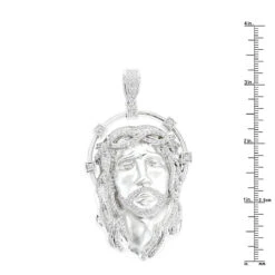 Hip Hop 14K White Gold Jesus Face Diamond Pendant For Men 3.55ct -Jewelry Sales Store 14k gold jesus face diamond pendant 355ct p 181 rulerwh