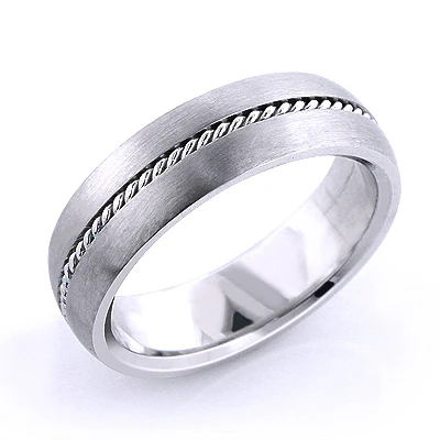 14K White Gold Little Braid Wedding Band For Men 1 14K White Gold Little Braid Wedding Band For Men